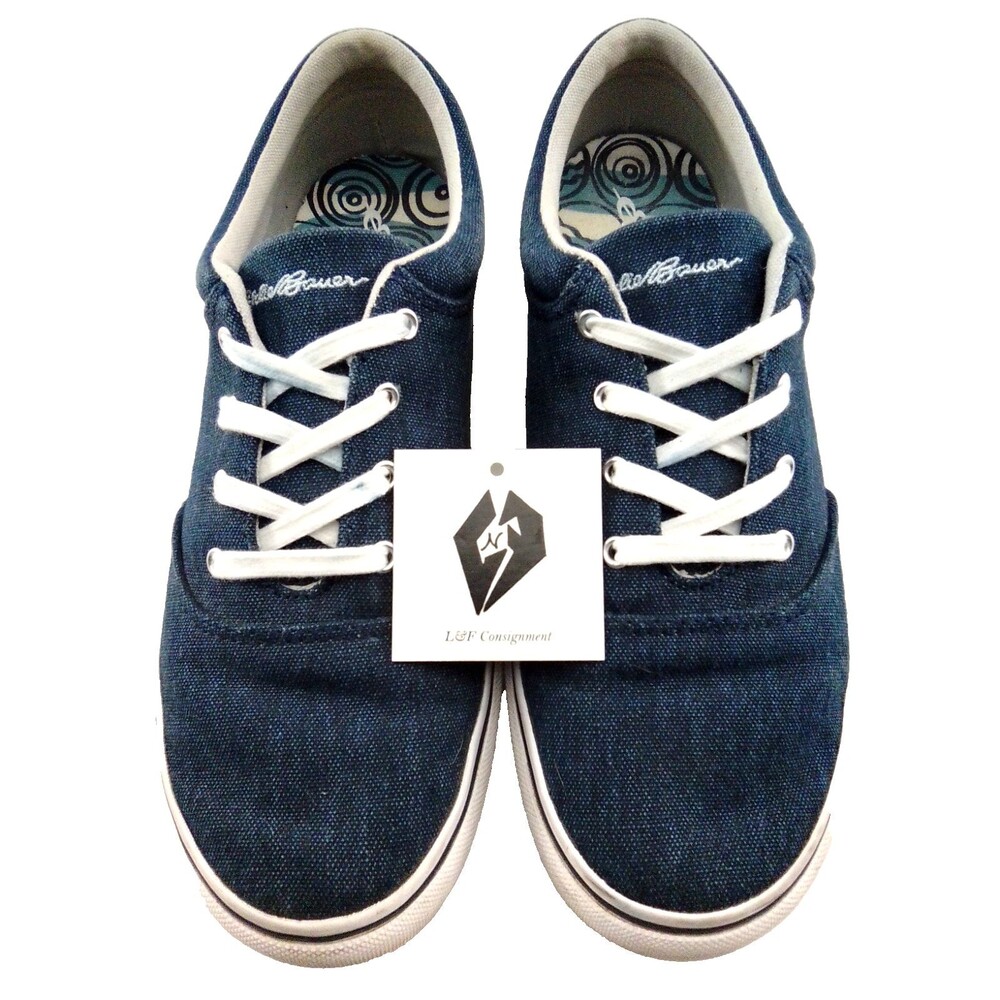 Eidde Bauer Women s Chatom Canvas Navy Blue Lace Up Boat Sneakers Size 8